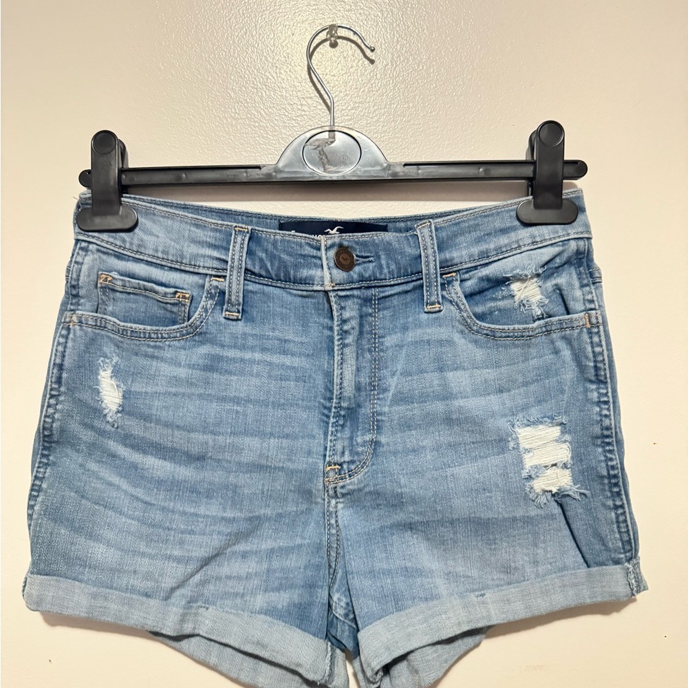 Hollister Light Blue Distressed Jean Shorts